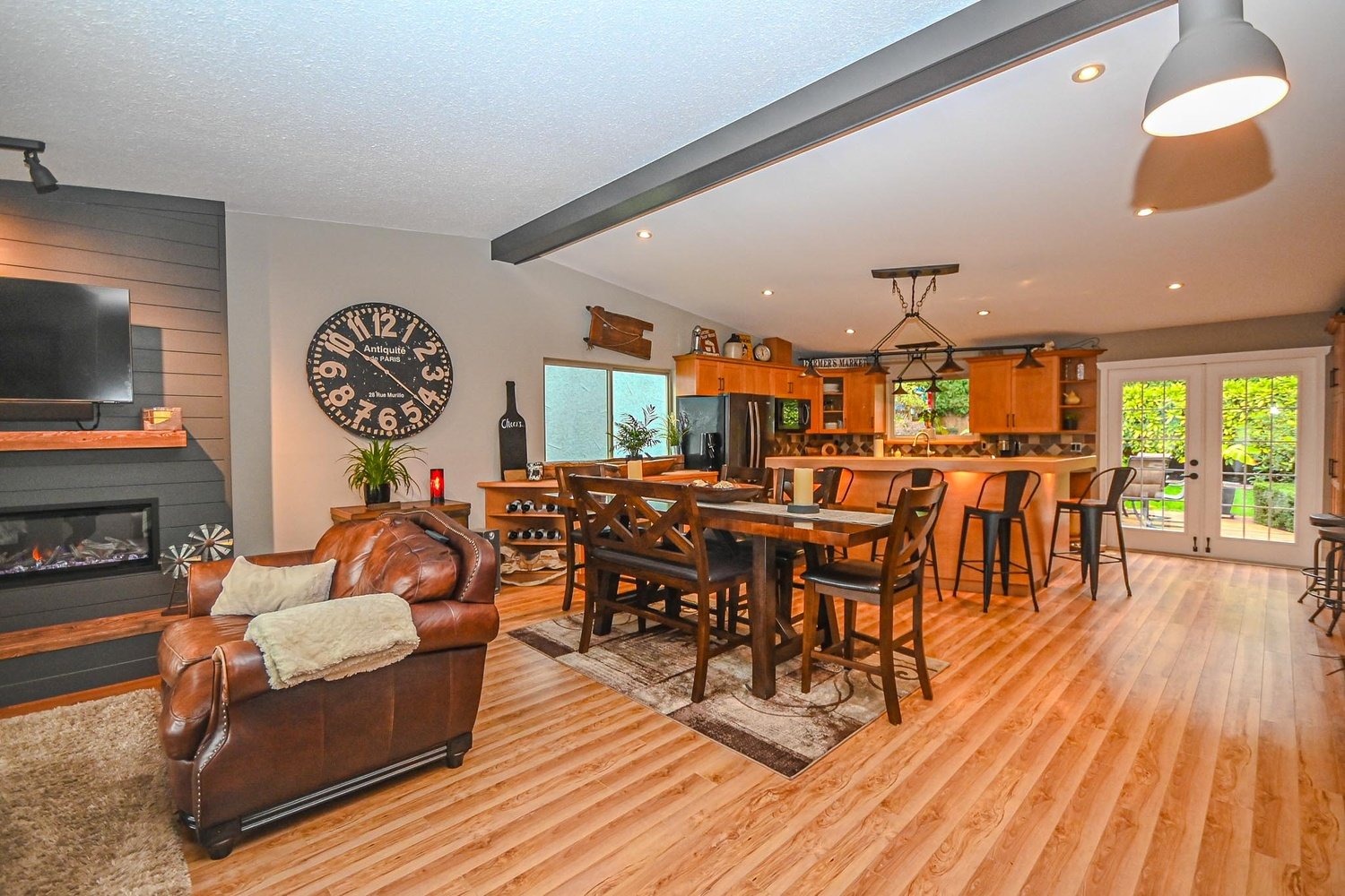 1936 leacock street kitchen/dining room with vaulted cieling
